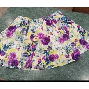 Torrid Plus Size 3 3x Yellow Purple Floral Textured Flowy Circle Skirt Pockets!